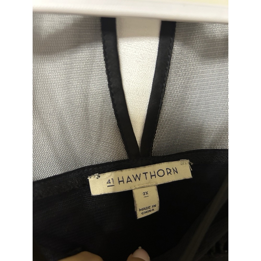 41 Hawthorn Women's Sleeveless Blouse Size 1X Top Black Sheer Neck Top Business - Picture 3 of 5